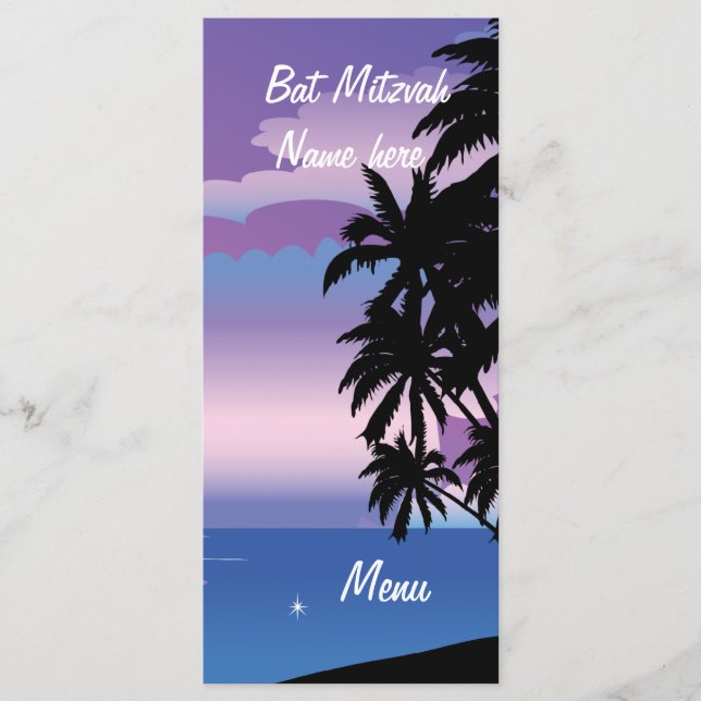 Menu Bat Mitzvah para Shelley (Frente)