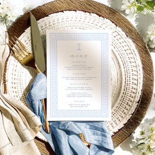 Menu Batismo Azul Branco Chave Grega