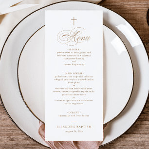 Menu Batismo Elegante Dourado de Cruzamento