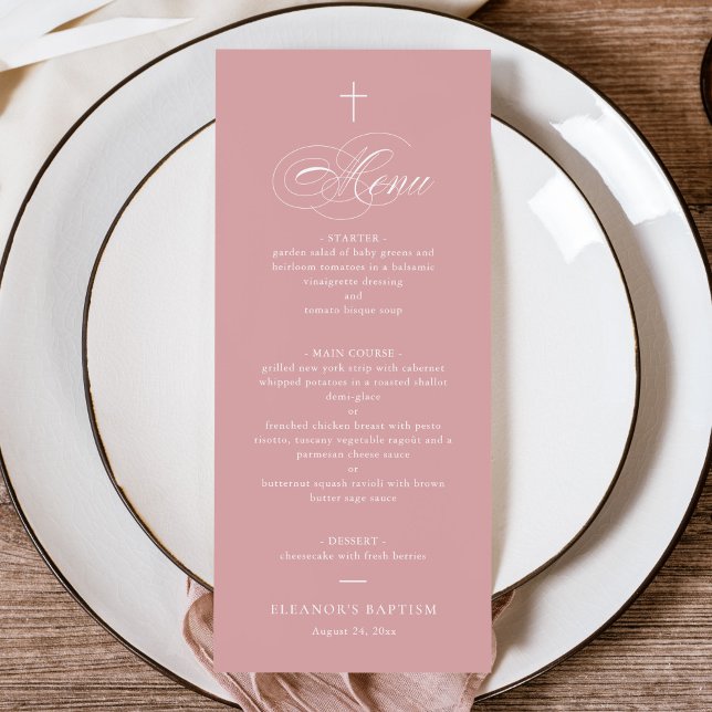 Menu Batismo Elegiográfico Simples Rosa (Criador carregado)