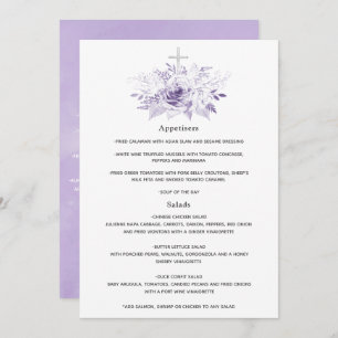 Menu Batismo Floral Lilac e Silver ou Christening