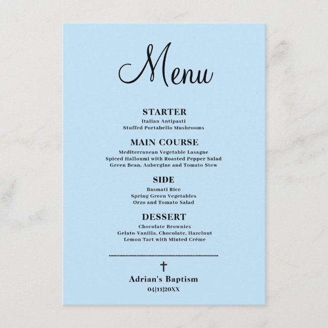 Menu Batismo Menino Azul (Frente)