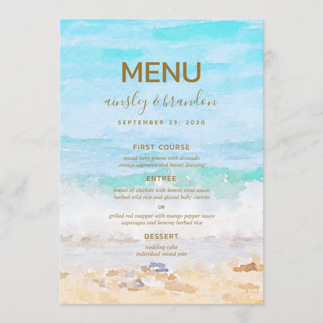 Menu Beach Watercolor (Frente)