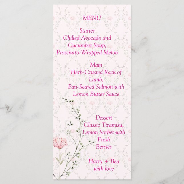 Menu Beautiful Floral  (Verso)