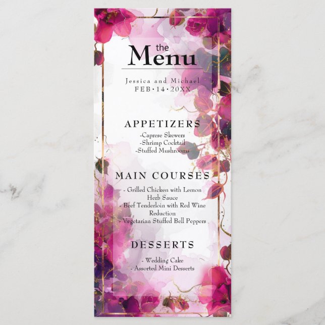 Menu & Beber Encantamento Fuchsia: Cores d'água (Frente)