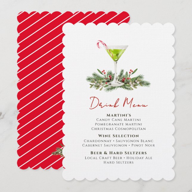 Menu Bebidas Festivas para Festa de Natal Coquetéis Mar (Frente/Verso)
