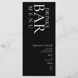Menu Bebidas Simples Coquetel Vinho Casamento Preto Bra
