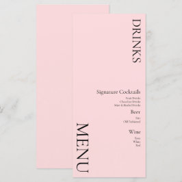 Menu Bebidas Simples Coquetel Vinho Casamento Rosa