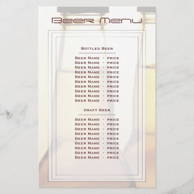 Menu Beer Bottle Beer (Frente)