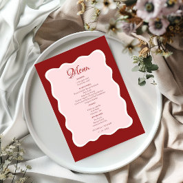 Menu Beijo de namorados cor-de-rosa Festa Chá de noiva