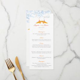 Menu Beijo de Papel Laranja Gruas Moderno Casamento Asi