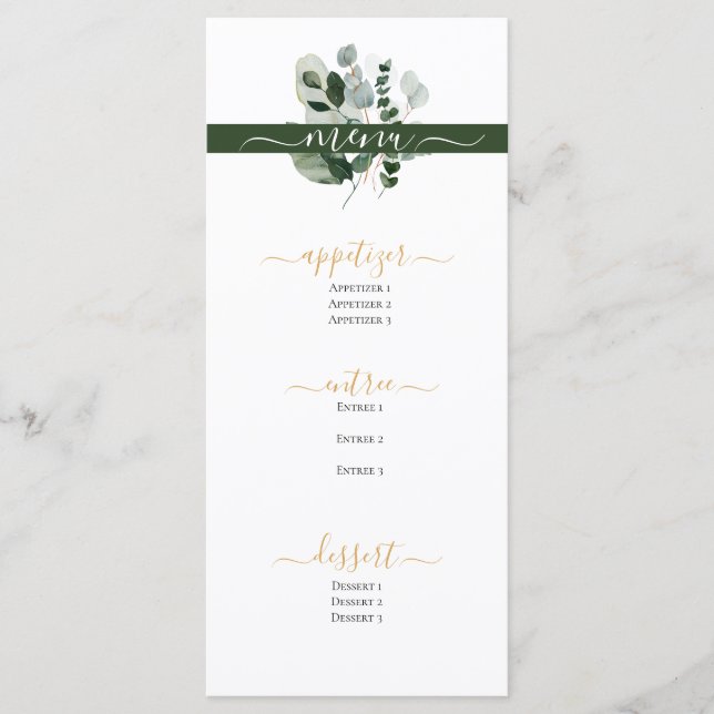 Menu Beleza da Primavera Botânica Casamento Verde (Frente)