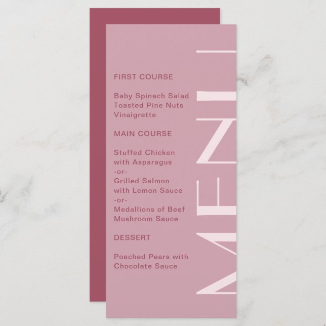 Menu Belo Casamento Burgundy Big Type (Frente/Verso)