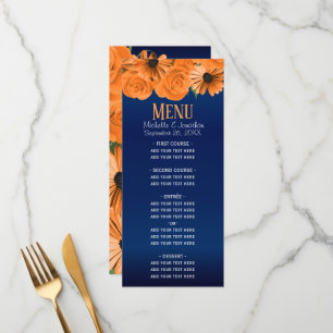 Menu Belo Rosa de Laranja e Marinho Casamento Azul