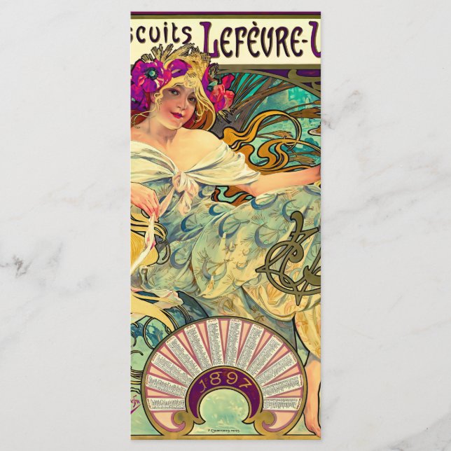 Menu Biscoitos Lefevre-Utile por Alphonse Mucha (1896) (Frente)