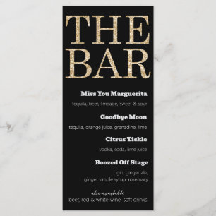 Menu Black and Dourado Glitter Drinks (Bebidas bri