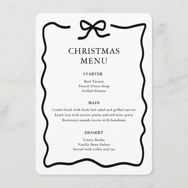 Menu Black and White Christmas (Frente)