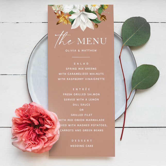 Menu Bloom vintage camellia. Casamento de rosa empoeira (Criador carregado)