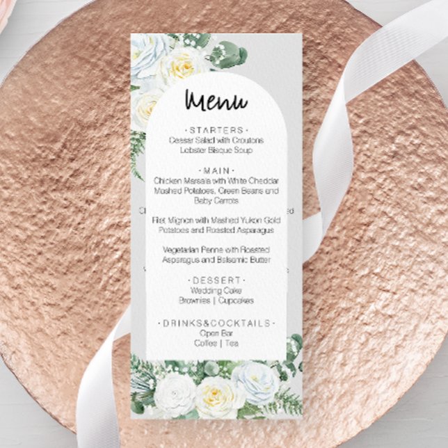 Menu Bloom White Floral Wedding (Criador carregado)