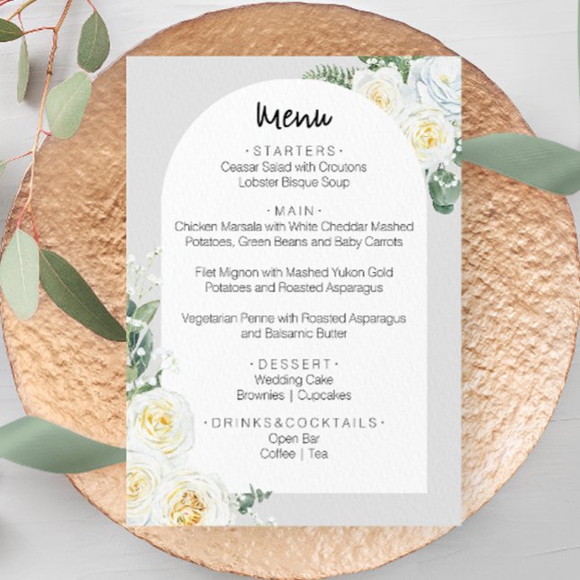 Menu Bloom White Floral Wedding (Criador carregado)
