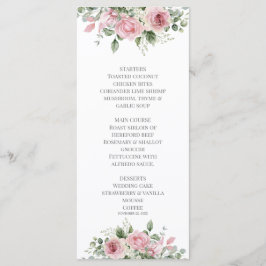 Menu Blooms Bites Watercolor Peony Floral WedMenu