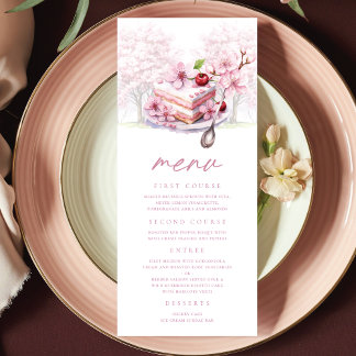Menu Blossom de Cereja Personalizado de Chá Bridal Eleg