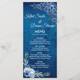Menu Blue Elegant floral summer wedding