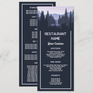Menu Blue Forest, Restaurante Slimline
