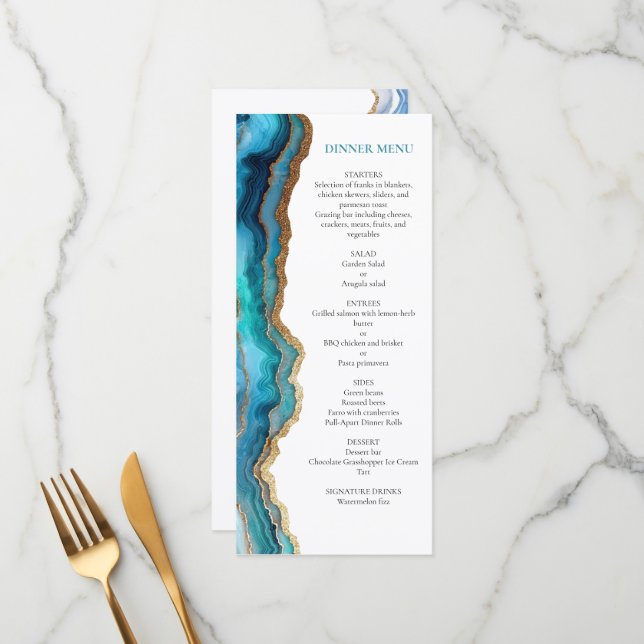 Menu Blue Gold Ágata Bar ou Bat Mitzvah (Frente/Verso In Situ)