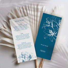 Menu Blue Lily Outline Wedding