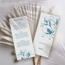 Menu Blue Lily Outline Wedding