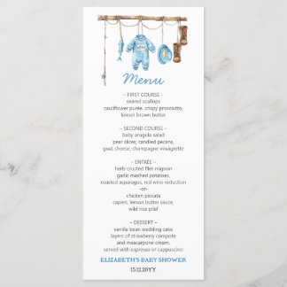 Menu Blue Little Fisherman Baby Shower