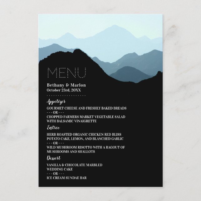 Menu Blue Mountain Range, Casamento Russo (Frente)