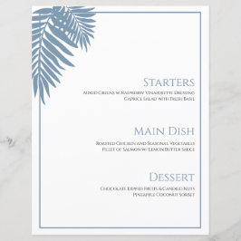 Menu Blue Palm Wedding Card 8 1/2" X 11"