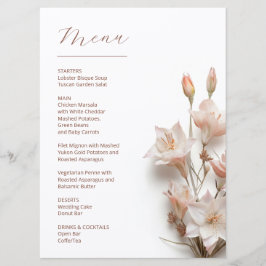 Menu  Blush 3D Boho Flowers White
