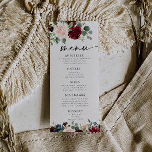 Menu Blush Boho Burgundy