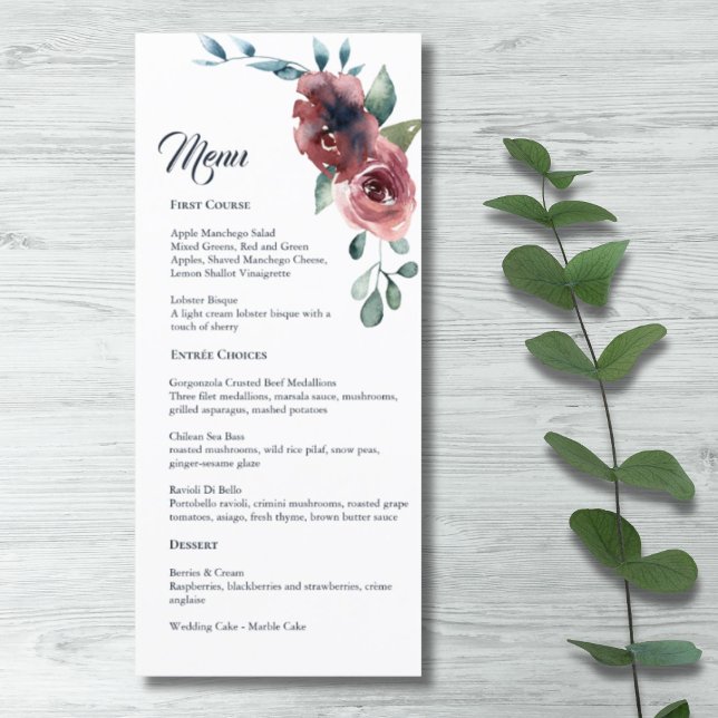Menu Blush de Marinho Floral Moderno (Criador carregado)
