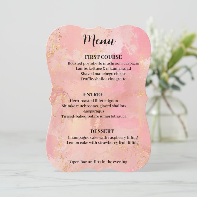 Menu Blush Elegante e Casamento Dourado (Em pé/Frente)