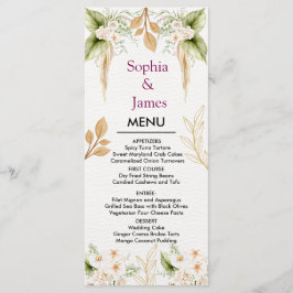 Menu Blush Floral Gold Geometric wedding