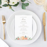 Menu Blush Peach Watercolor Floral Custom Color<br><div class="desc">perfect for any event,  customize the backer,  change the color and/or remove the pattern.</div>