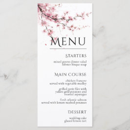 Menu Blush Pink Cherry Blossom Elegant Floral Wedding