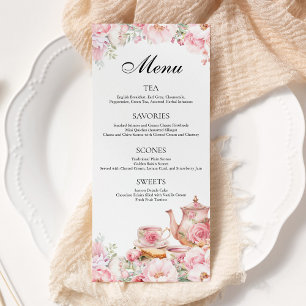 Menu Blush Pink Floral Tea Party