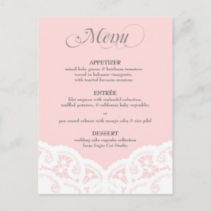 Menu Blush Pink Lace Doily Weding