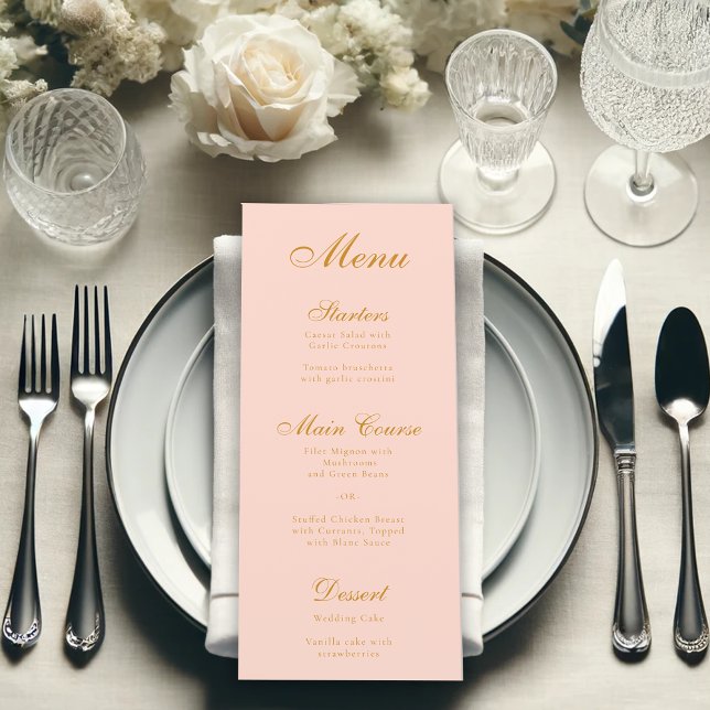 Menu Blush Pink Simples Elegante Caligrafia de Roteiro (Criador carregado)