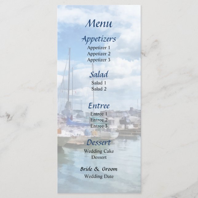 Menu Boat Basin Fells Point Wedding (Frente)