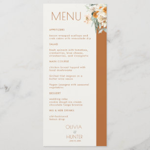 Menu Boêmia Floral Moderna Terracotta Casamento