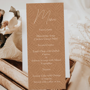 Menu Bohemian Terracotta Modern Minimalist Wedding