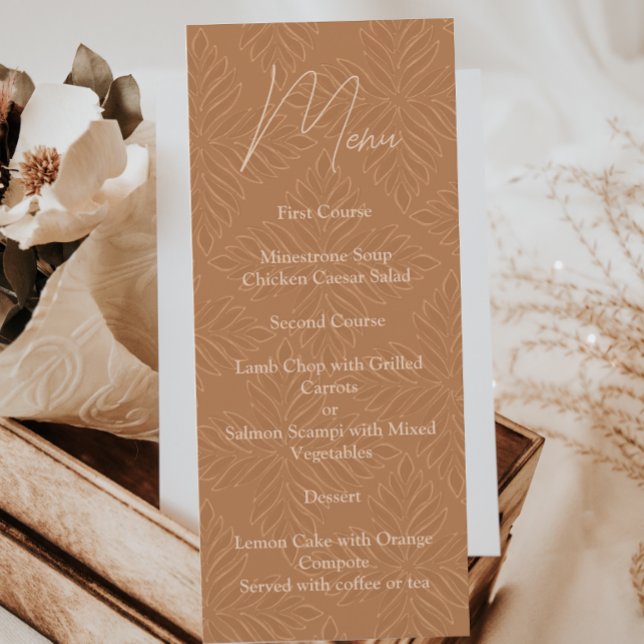 Menu Bohemian Terracotta Modern Minimalist Wedding (Criador carregado)