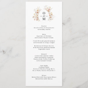 Menu Bohemian Wildflower Wreath Monograma Wedding