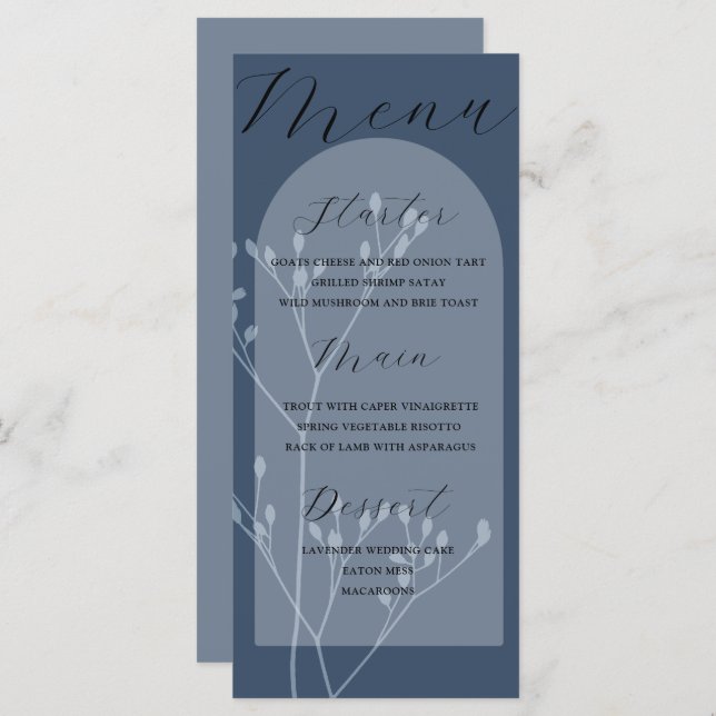 Menu Boho Arch Blue Foliage (Frente/Verso)